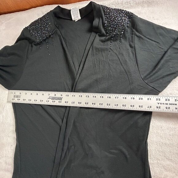 Hand Painted by Laura Rogers Embellished Shoulder Cardigan Sweater XL Black - Picture 8 of 9